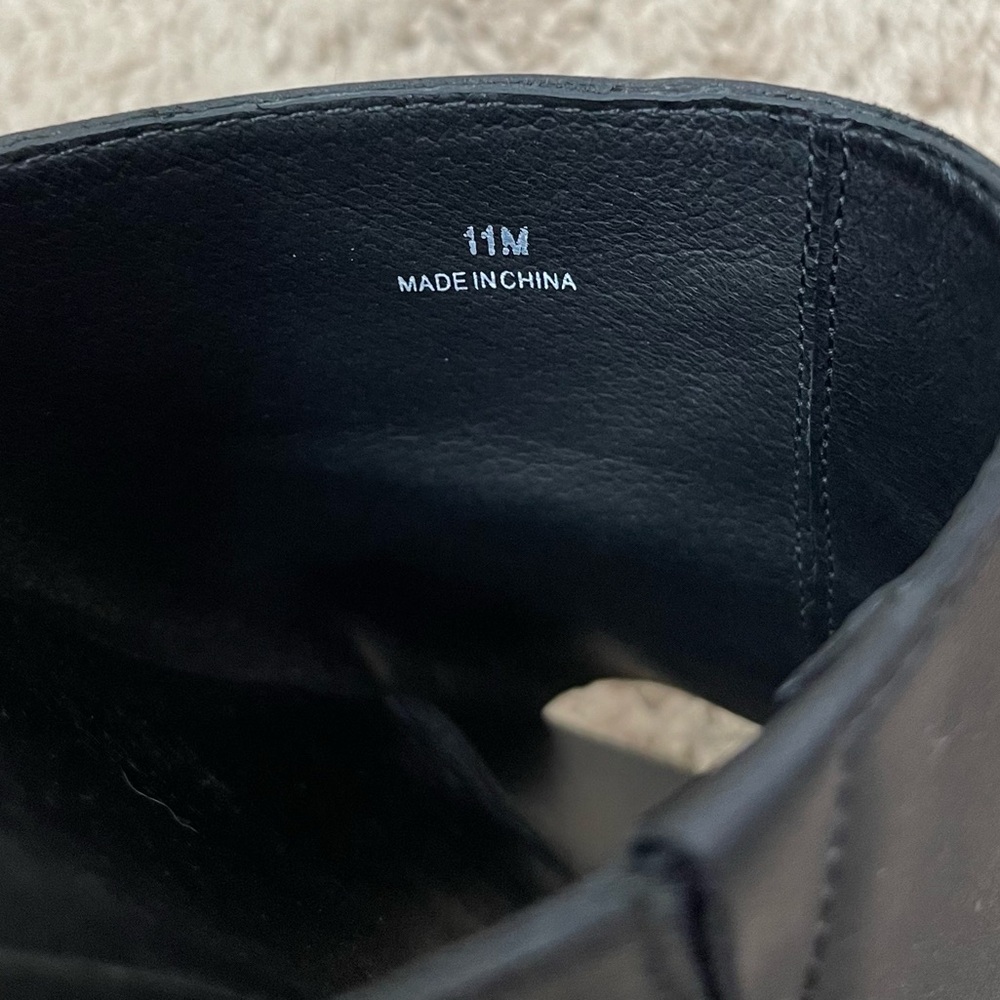 Eileen Fisher Size 11 Novel Black Leather Platform Wooden Clog Slide Sandals - Picture 9 of 16